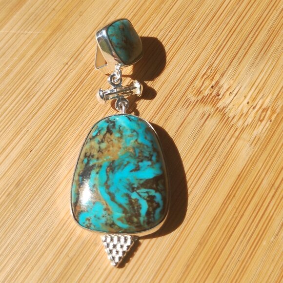 Jay King DTR mine finds Ceremonial Kingman Turquoise slide 925 Sterling Silver - Picture 7 of 15